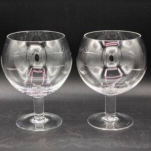 Tiffany & Co Crystal Refresher Water Goblets, Set Of 2, Round Bowl Thick Stem